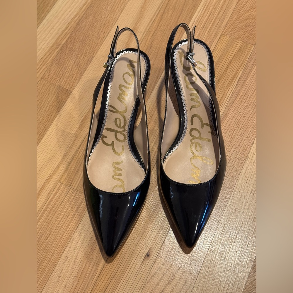 Sam Edelman Ludlow Slingback Kitten Heels 8 Black patent leather
